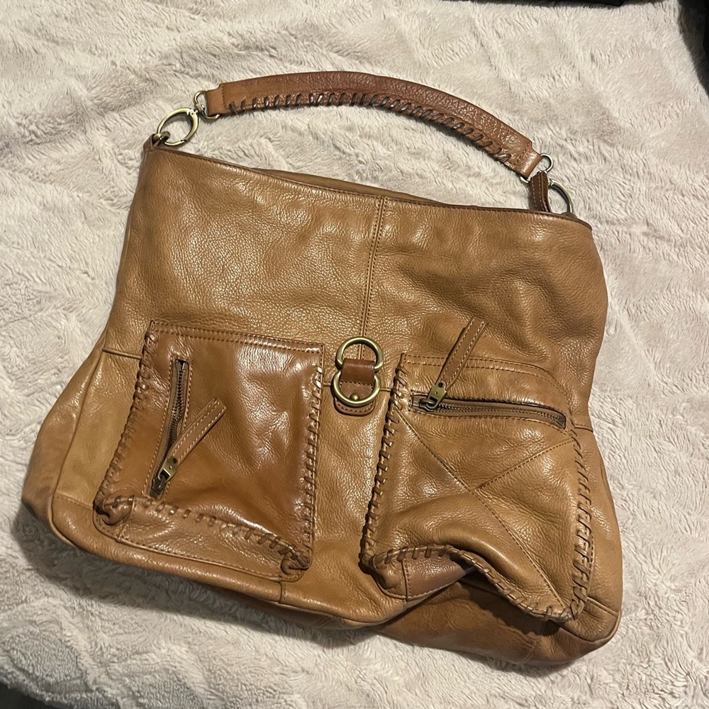 Crown Vintage Tan Leather Shoulder Bag